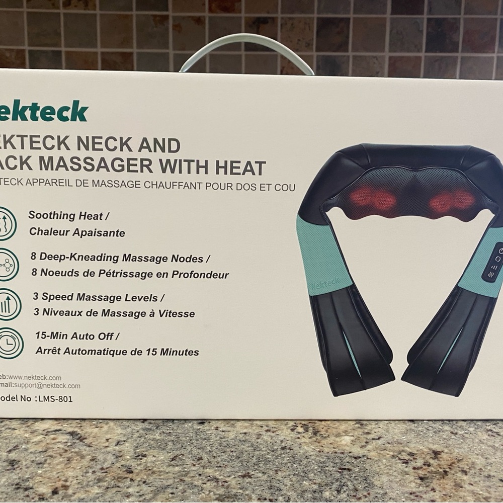 Neck and Back Massager with Heat - Black and Teal